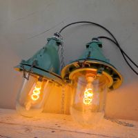 Miniatura dell'articolo Lampada industriale a sospensione Lampada industriale bunker a sospensione vintage ex Unione Sovietica CCCP n.400