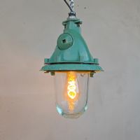 Lampada industriale bunker a sospensione vintage ex Unione Sovietica CCCP n°NaN di colore Verde acqua / smeraldo