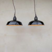 Lampade industriali a sospensione Philips vintage (coppia) D30 n�NaN di colore Nero / bianco